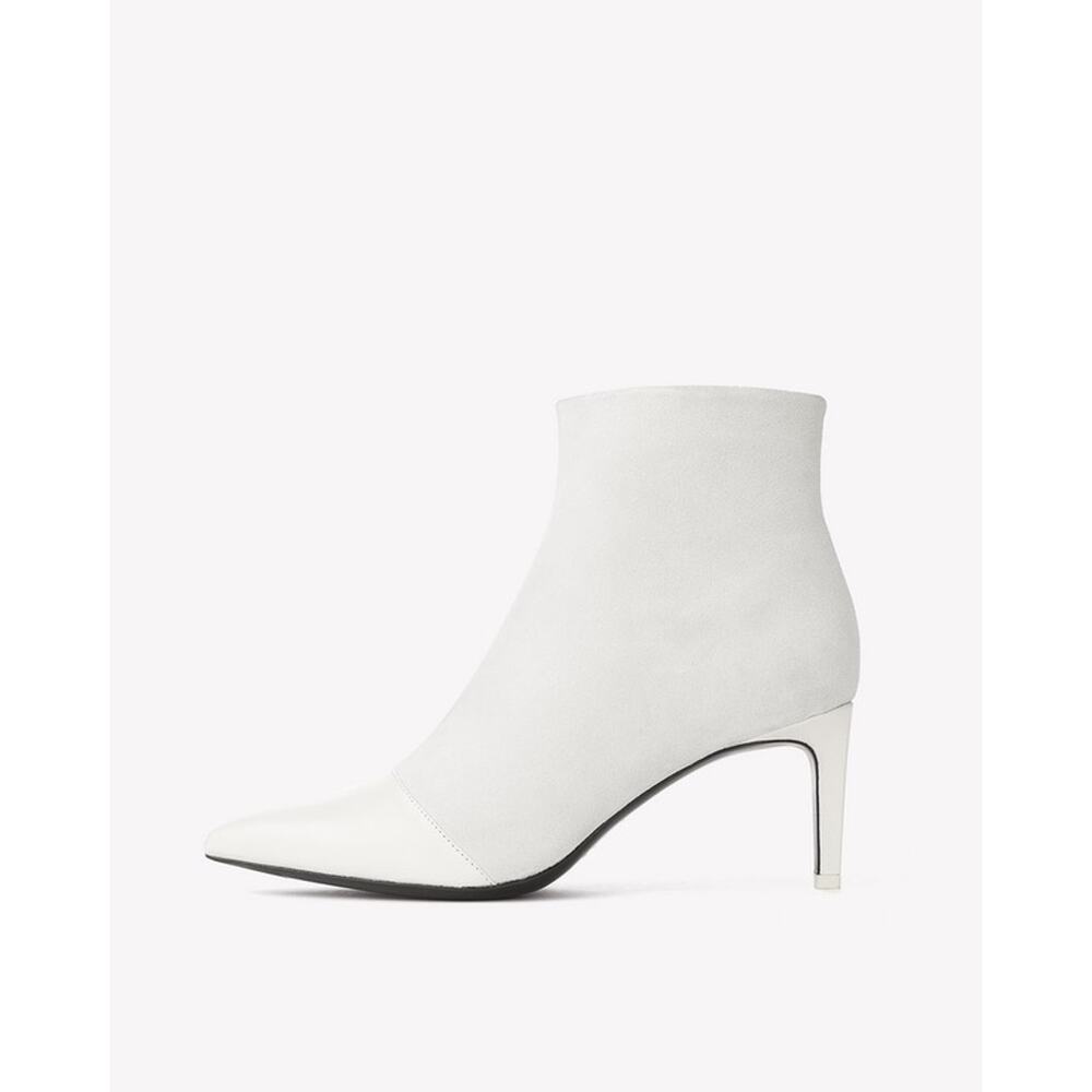 Rag & Bone Beha White Suede Leather Stiletto Ankle Boot Size 7.5 (37.5)